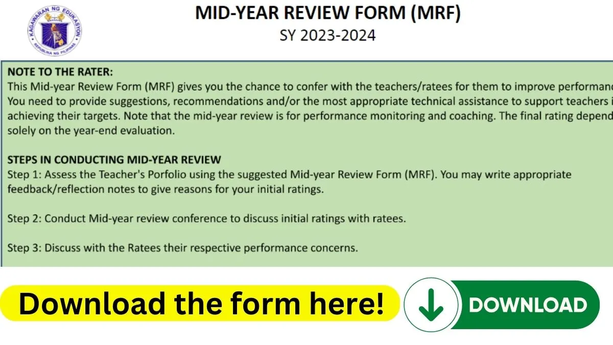 Midyear review form for Teacher 13 SY 20232024 Download here!