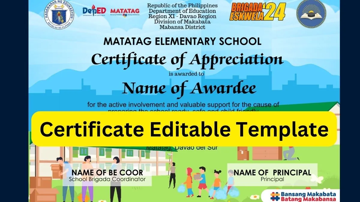 Brigada Eskwela Certificates Editable 