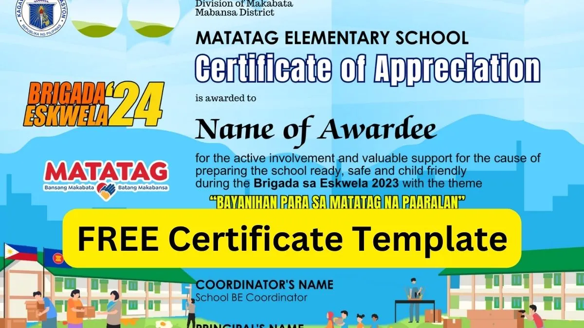 Brigada Eskwela Certificate Template | Download here!